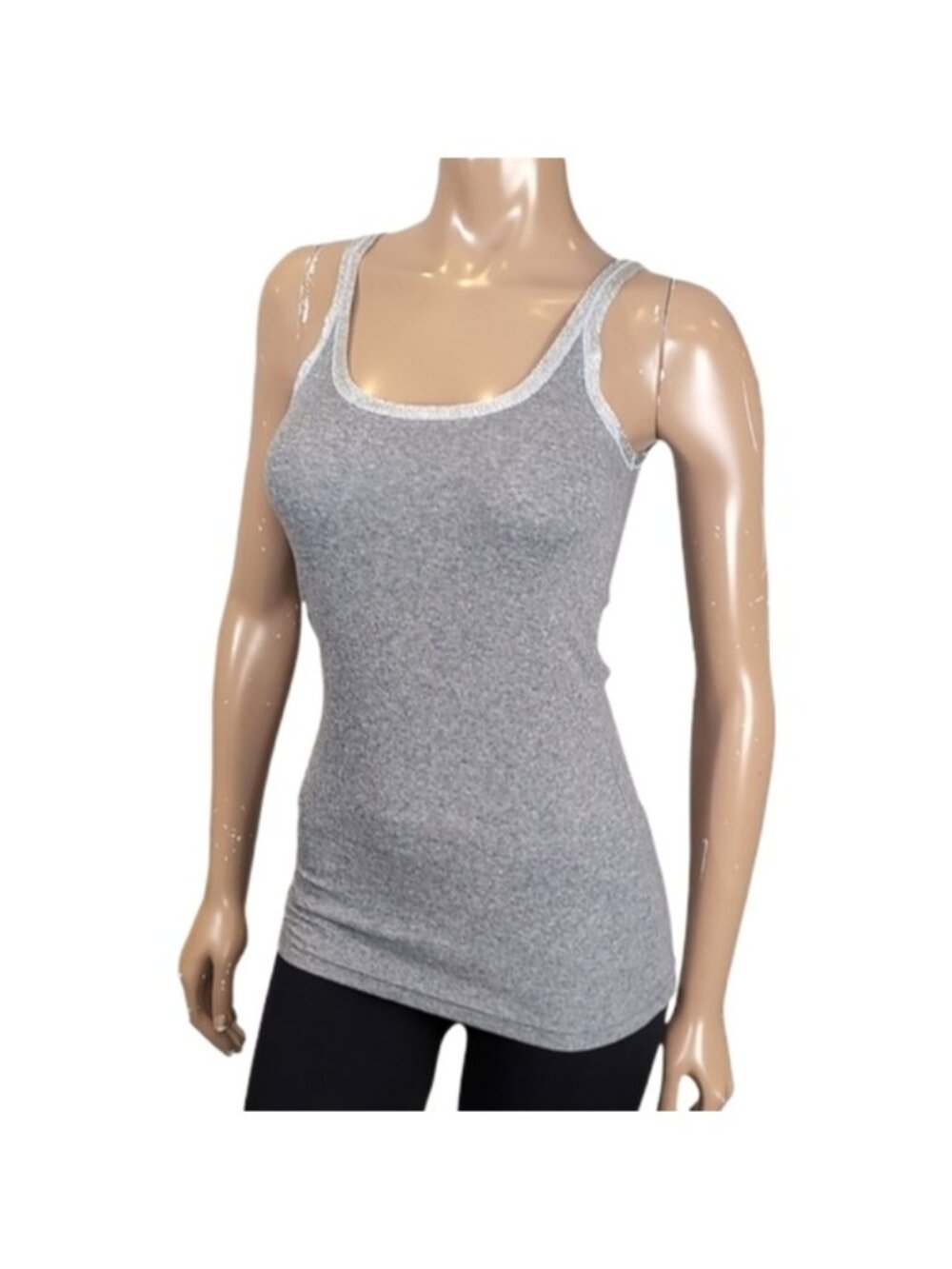 Calvin Klein Ribbed Camisole Tank Top Womens Size Small Grey Metallic Silver
